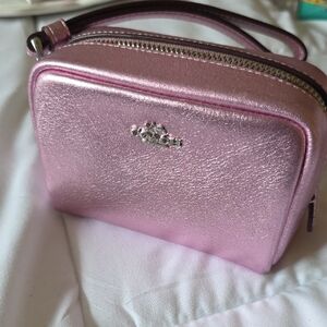 Coach Metallic Pink Mini Cosmetic Bag Wristlet